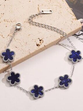 Four Leaf Clover Bracelet for Women Platinum Plated Stainless Steel